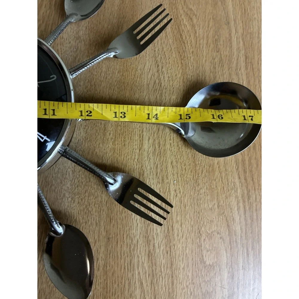 Clock Kitchen Utensils Metal Wall 17.5